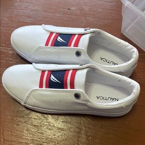 Nautica White and Red Slip-On Sneakers